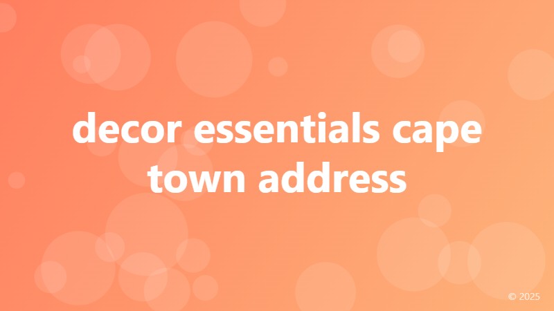decor essentials cape town address