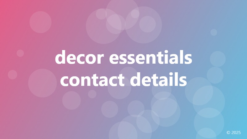 decor essentials contact details