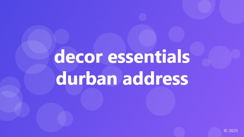 decor essentials durban address