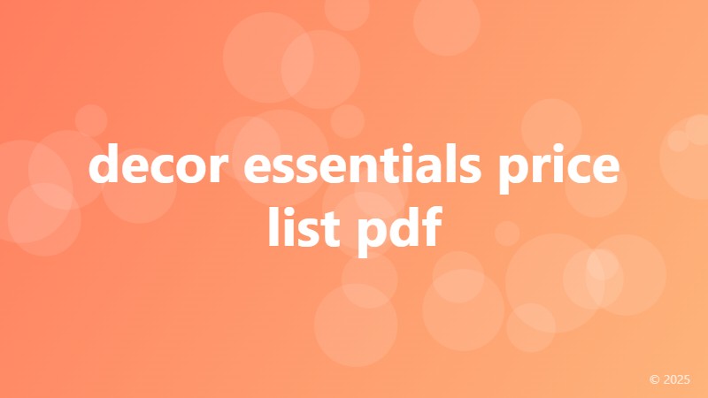 decor essentials price list pdf